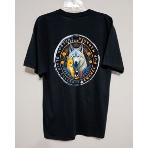 Port & Company Texas graphic tee with bold wolf‑floral back print sz L